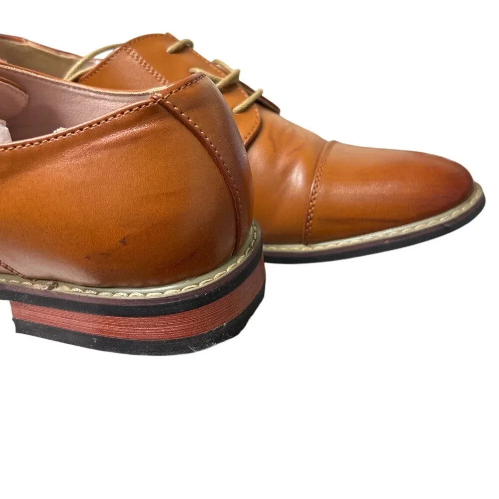 Bruno Mars Mens Size 11 Chestnut Brown Faux Leather Lace Up Oxford Formal Shoes